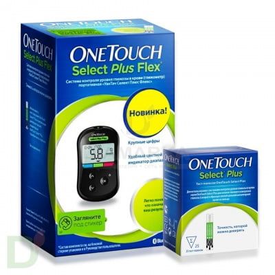 фото упаковки Глюкометр OneTouch Select Plus Flex + 25 полосок