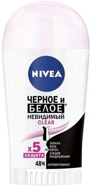 фото упаковки Nivea Clear Антиперспирант стик черное и белое Невидимый