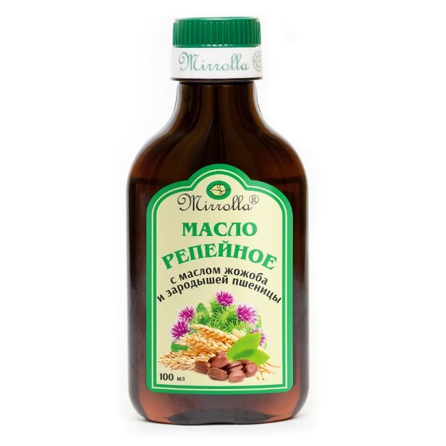 фото упаковки Mirrolla Репейное масло с маслом жожоба и зародышей пшеницы
