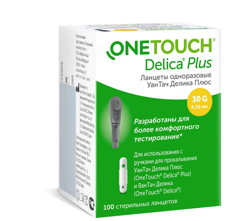 OneTouch Delica Plus ланцеты, 100 шт.