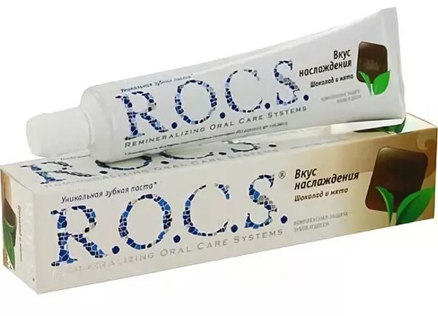 ROCS Зубная паста Вкус наслаждения Шоколад и мята, без фтора, паста зубная, 74 г, 1 шт.