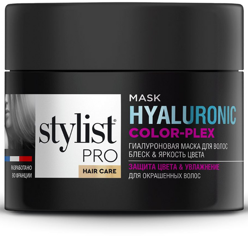 Stylist pro Маска для волос гиалуроновая, маска для волос, блеск и яркость цвета, 220 мл, 1 шт.