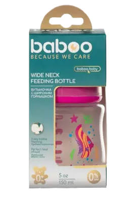 Baboo Бутылочка с силиконовой соской Sea life, для детей с рождения, розового цвета, 150 мл, 1 шт.
