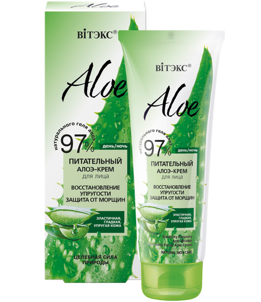 Витэкс Aloe 97% Питательный алоэ-крем для лица, крем, восстановление упругости и защита от морщин, 50 мл, 1 шт.