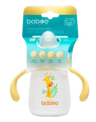 Baboo Кружка-поильник с силиконовым носиком Safari, для детей с 6 месяцев, желтого цвета, 260 мл, 1 шт.