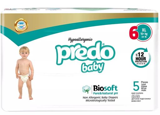 Predo Baby Biosoft Подгузники для детей, р. 6, 15+ кг, 5 шт.