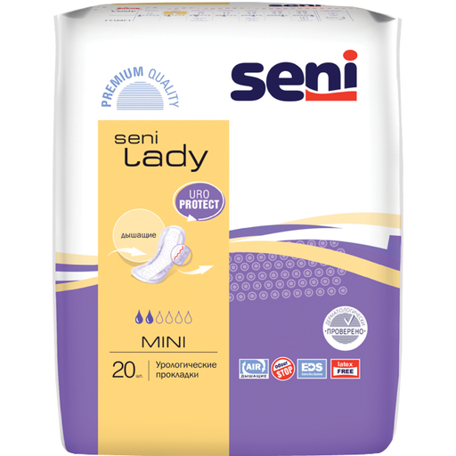 Seni Lady Mini прокладки урологические, 9 х 22 см, 190 мл, 2 капли, 20 шт.