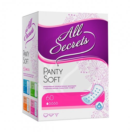 All Secrets Panty Soft ежедневные прокладки, 1 капля, прокладки ежедневные, 60 шт.