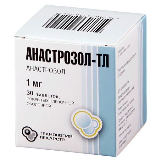 Анастрозол-ТЛ, 1 мг, таблетки, покрытые пленочной оболочкой, 30 шт.
