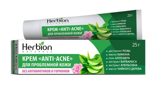 Herbion Anti-acne крем для проблемной кожи, 25г, 1 шт.