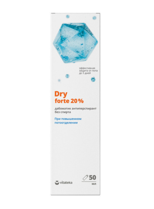 Витатека Dry Forte дабоматик антиперспирант без спирта 20%, без спирта, 50 мл, 1 шт.