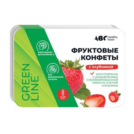 АВС Хэлси фуд конфеты фруктовая мякоть Клубника, 12 г, 1 шт.