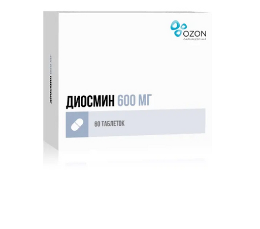 Диосмин, 600 мг, таблетки, покрытые пленочной оболочкой, 60 шт.