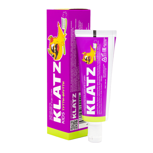 Klatz Kids Зубная паста для детей, паста зубная, тутти-фрутти, 40 мл, 1 шт.