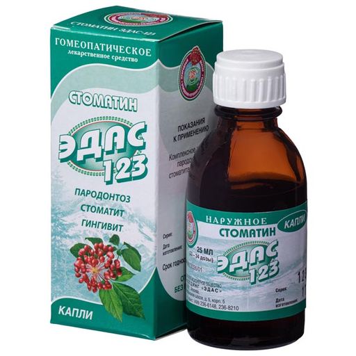 Эдас-123 Стоматин, капли для приема внутрь гомеопатические, 25 мл, 1 шт.